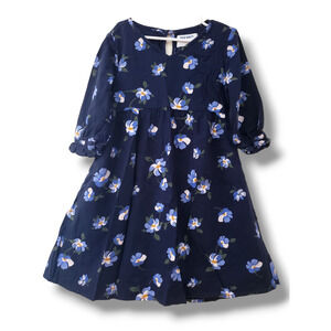 Old Navy Floral 6-7 Girls Navy Blue 3/4 Sleeve Dress